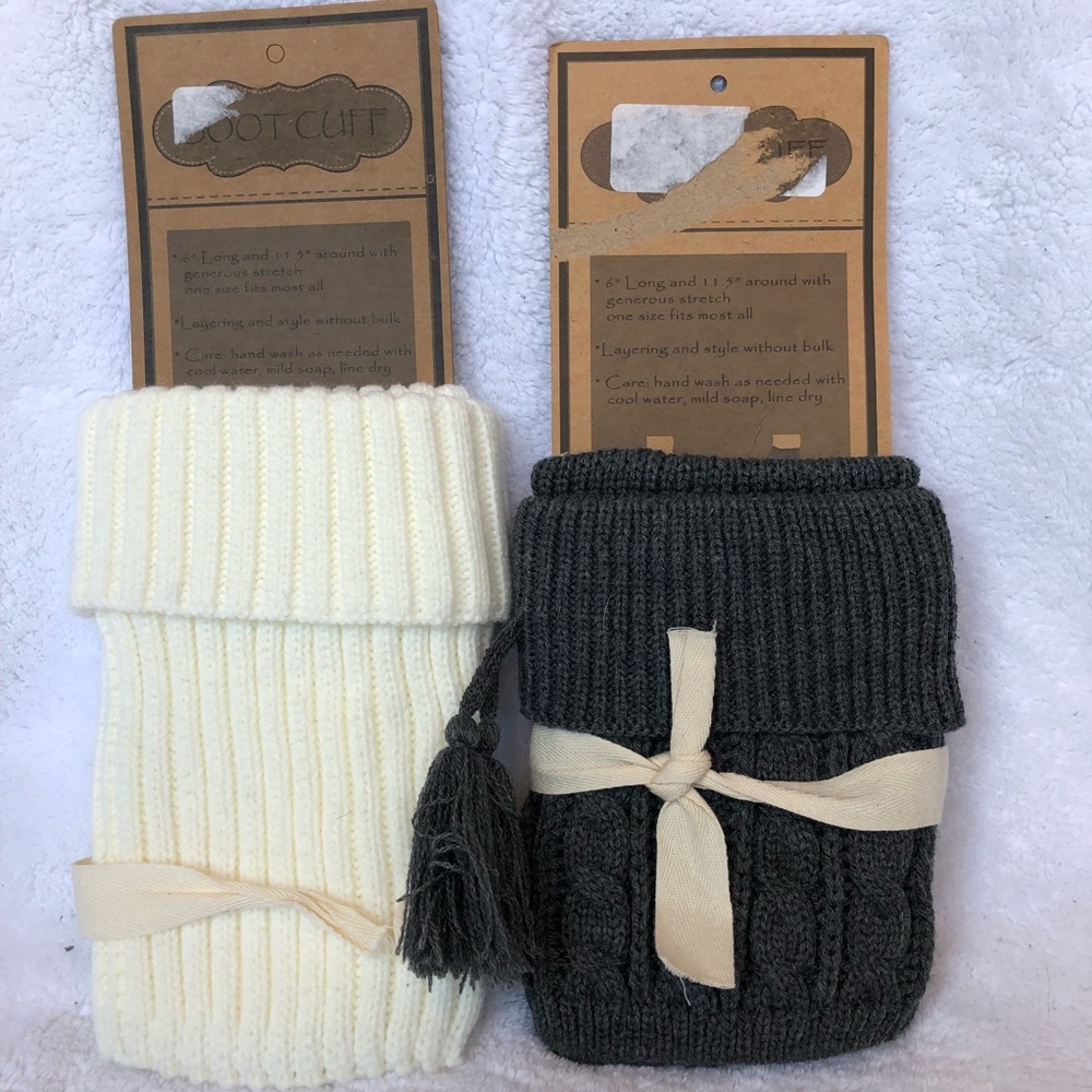 NWT Women’s Cream & Gray Boot Cuffs NEW - Picture 5 of 5